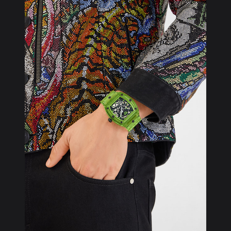 The $keleton Crystal Automatic Black Skeleton Dial Watch