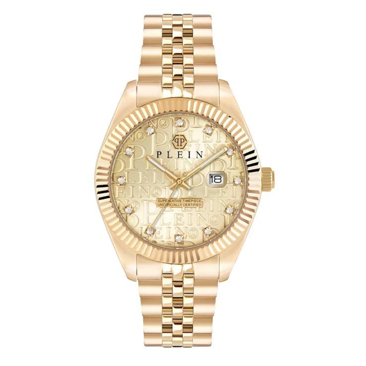 Date Superlative Yellow Dial Yellow Stainless Steel Crystal Watch