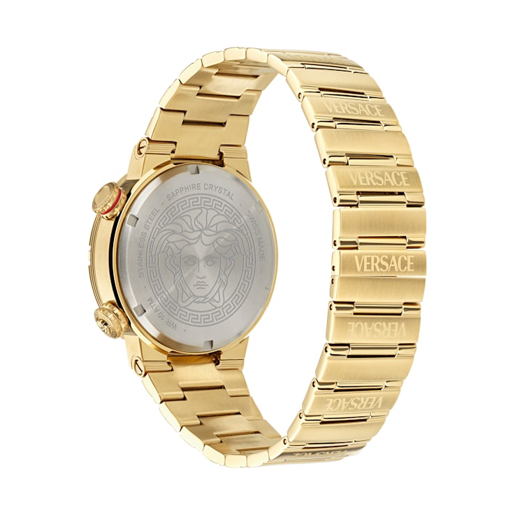 Greca Logo Mens Watch IP Yellow Gold Case Black Guilloché Dial IP Yellow
Gold Bracelet