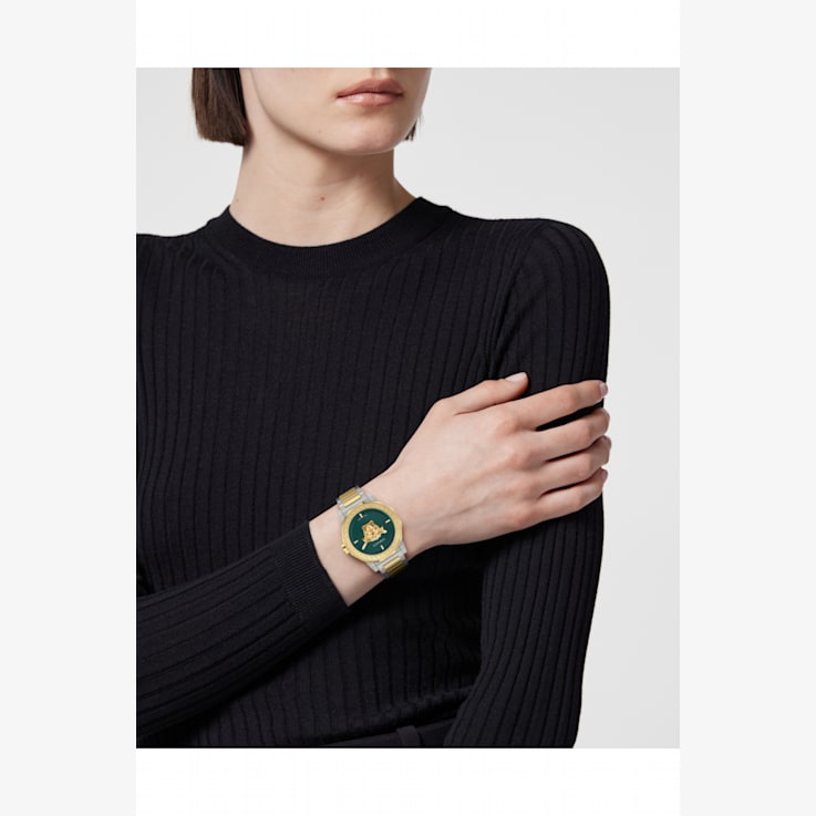Versace Medusa Deco Green Dial Two-tone Bracelet Watch - 16RN0C