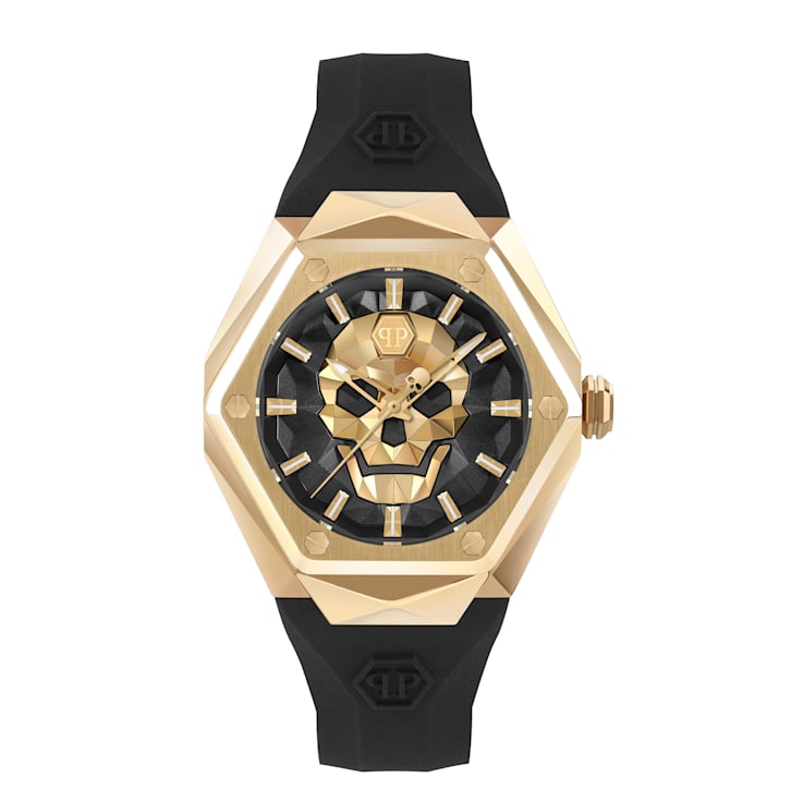The $kull Spikes Black Dial Silicone Watch