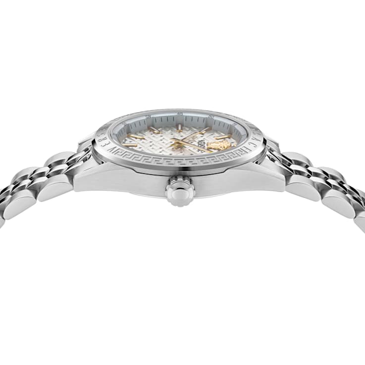 V-Code Silver Tone Dial Stainless Steel Bracelet Watch