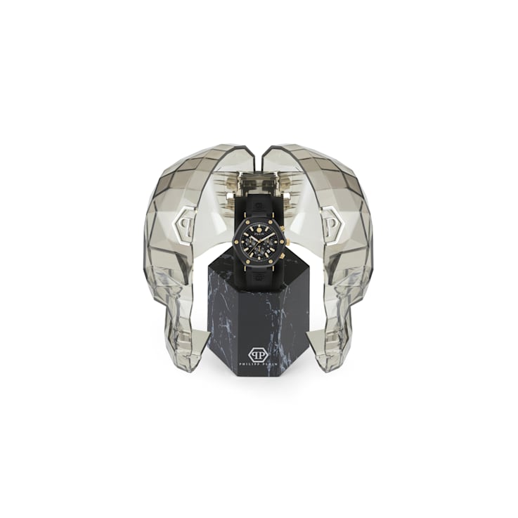 Philipp Plein The Hexagon Chrono Black Silicone Strap Watch