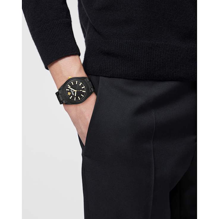 V-Dome Aluminum Bracelet Black Dial Watch