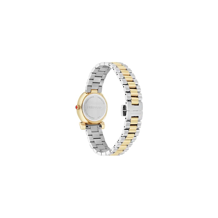 Gancini Twisted Mother of Pearl Dial Two-tone Stainless Steel Watch