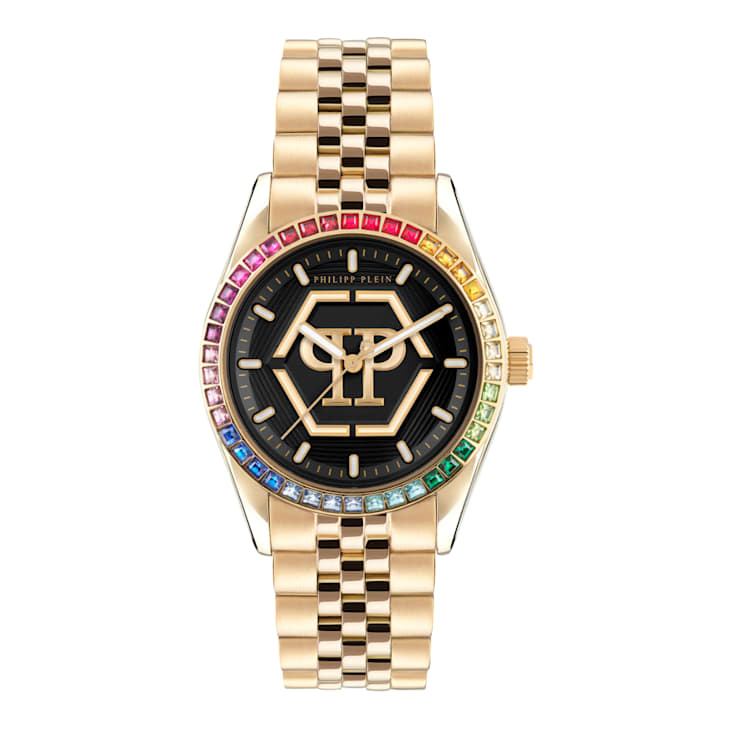 Philipp Plein Date Superlative Black Dial Yellow Stainless Steel
Bracelet Watch