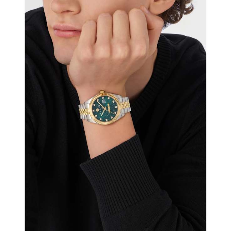 Date Superlative Green Dial Two-tone Stainless Steel Crystal Watch