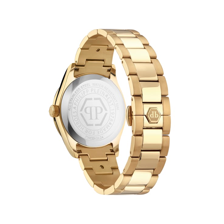 Queen Crystal Black Dial IP Yellow Bracelet Watch