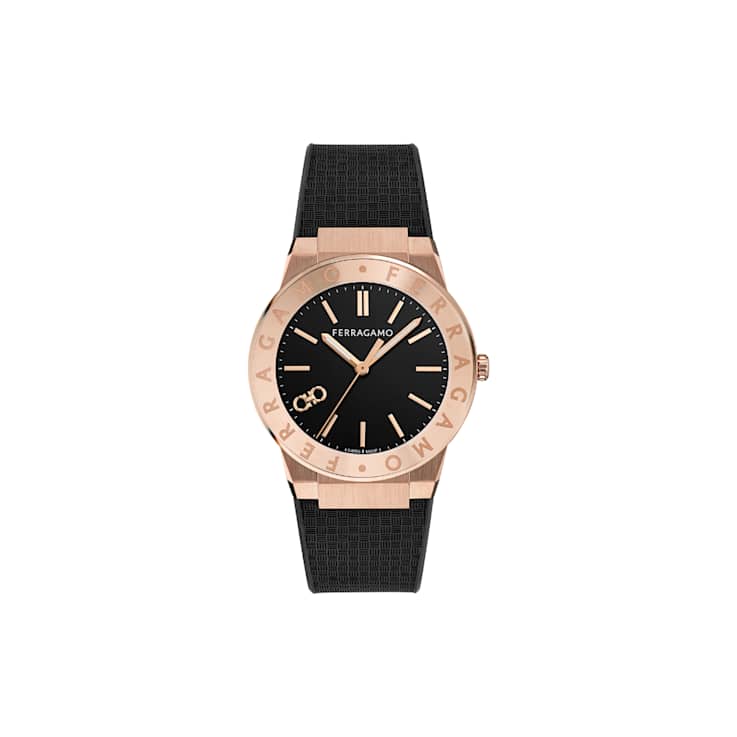 Ferragamo Sapphire Logo Black Matte Dial Recycled PU Watch