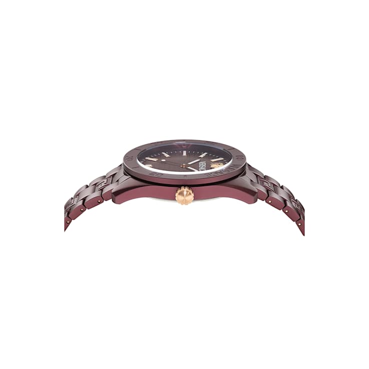 V-Dome Aluminum Bracelet Burgundy Dial Watch