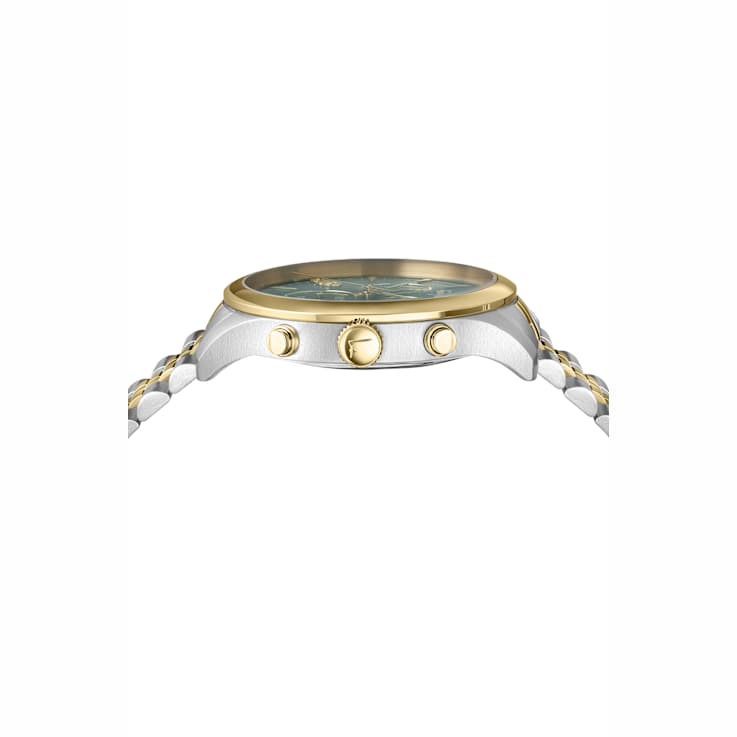 Ferragamo Duo Chrono Green Dial Two-tone Stainless Steel Bracelet Watch