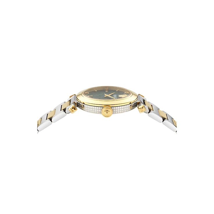 Versace Greek Green Dial Two-tone Stainless Steel Bracelet Watch