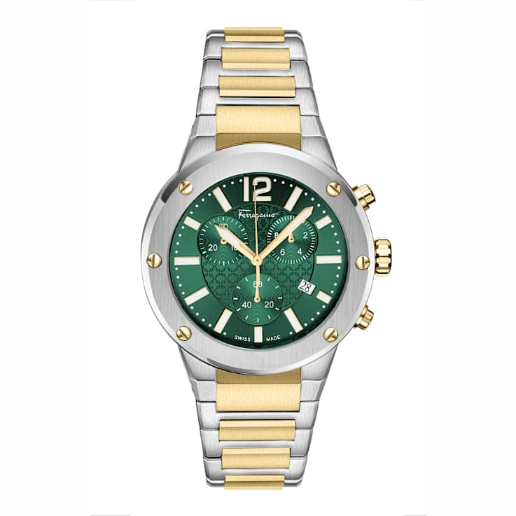 Ferragamo F-80 Green Dial Chrono Bracelet Watch