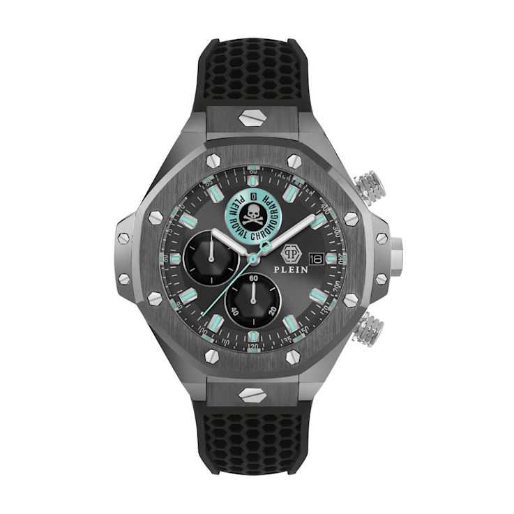 Plein Chrono Royal Gray Sunray Dial Silicone Watch