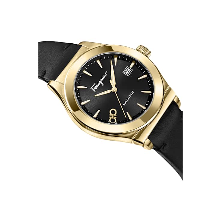 Ferragamo 1927 Black Dial Leather Strap Automatic Watch
