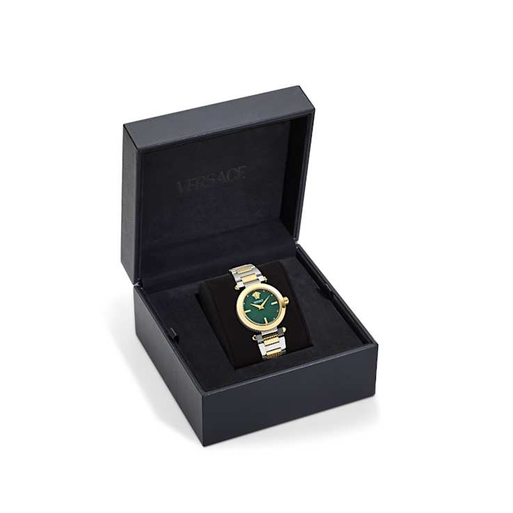 Versace Greek Green Dial Two-tone Stainless Steel Bracelet Watch