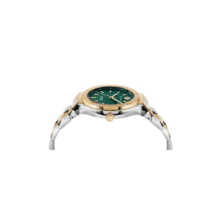 Plein Underdog Green Dial Two-tone Stainless Steel Bracelet Watch