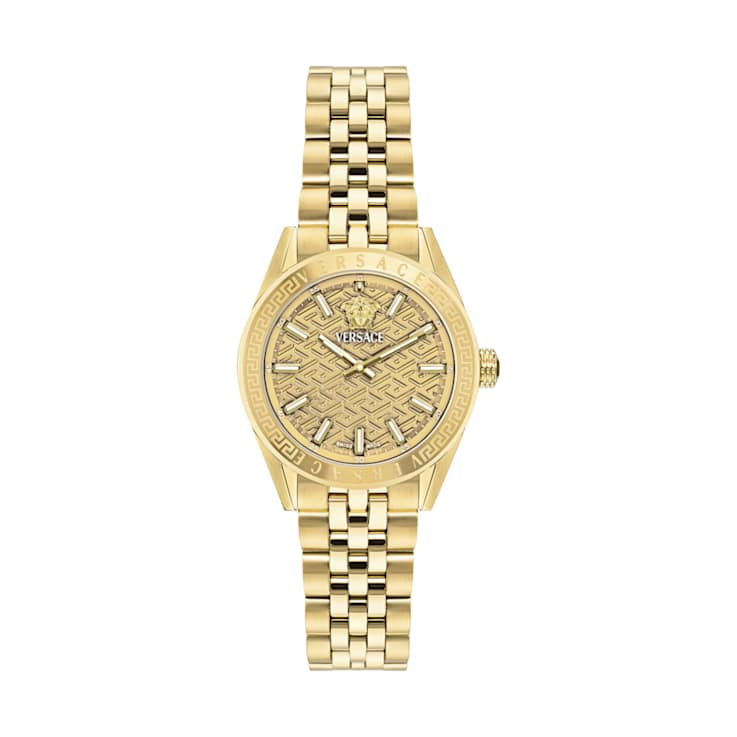 V-Code Gold Tone Dial Yellow Stainless Steel Bracelet Watch