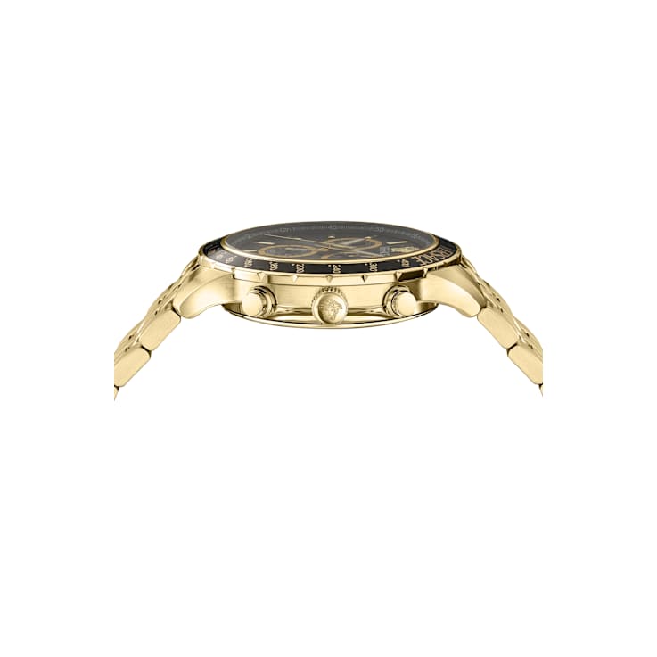 Versace Sport Chrono Black Dial Yellow Stainless Steel Bracelet Watch