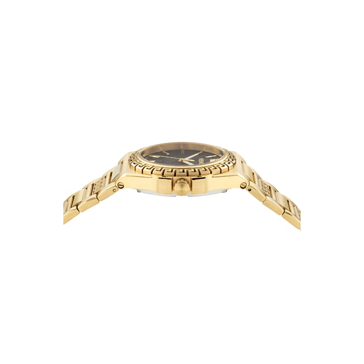 Greca Reaction Black Dial Yellow Stainless Steel Bracelet Watch