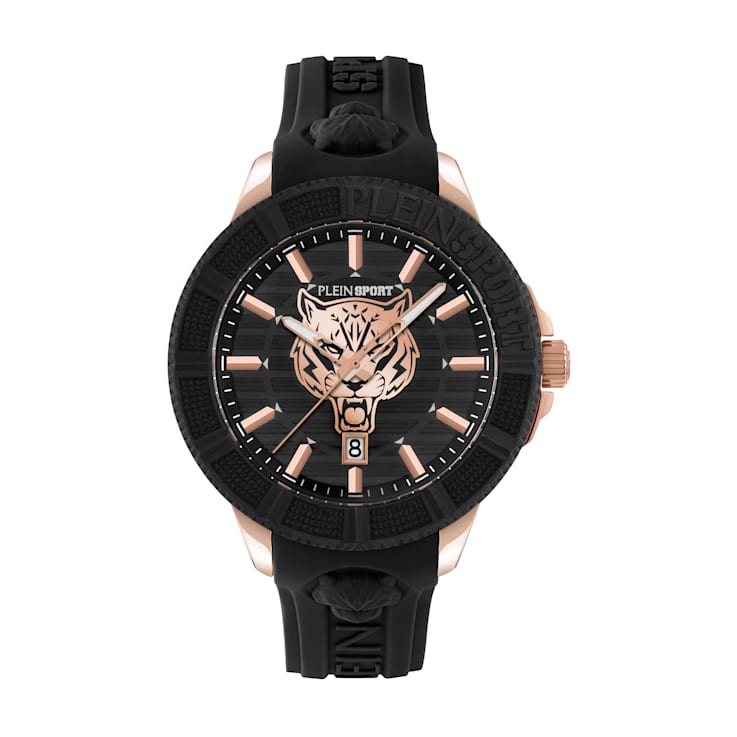 City Rush IP Rose Case Silicone Strap Watch