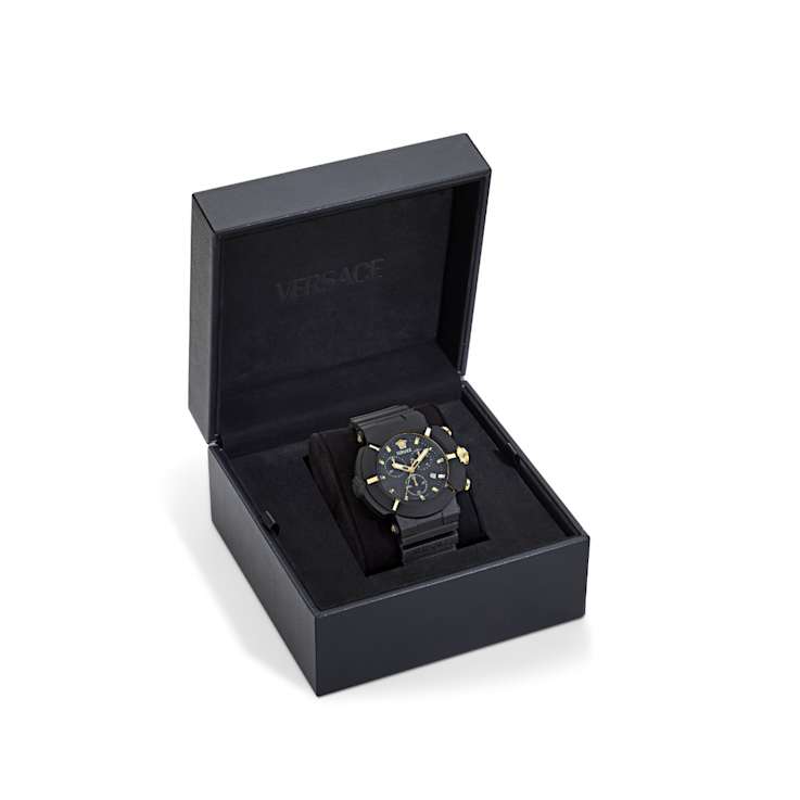 Versace Real Active Chrono Black Dial Silicone Strap Watch