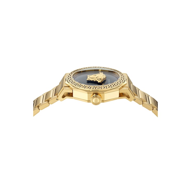 Versace Medusa Deco Black Dial Yellow Stainless Steel Bracelet