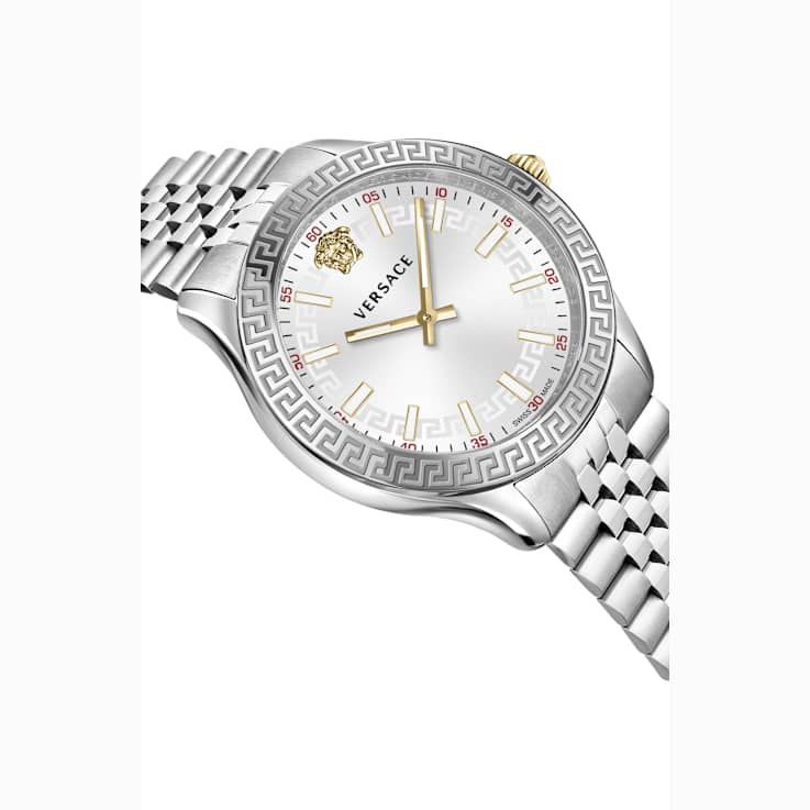 Versace Hellenyium Silver Tone Sunray Dial Bracelet Watch