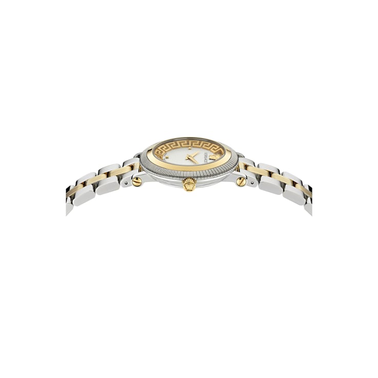 Versace Greca Flourish White Dial Two-tone Bracelet Watch