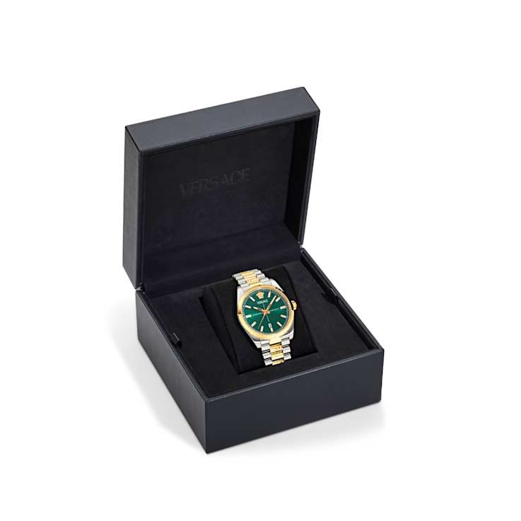 Versace Millenyium Green Dial Two-tone Stainless Steel Bracelet Watch