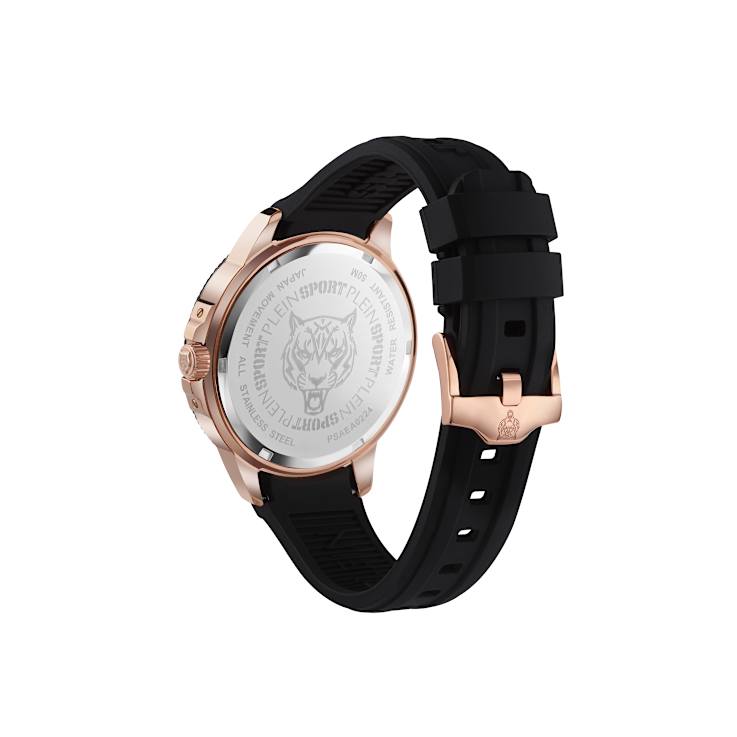 City Rush IP Rose Case Silicone Strap Watch