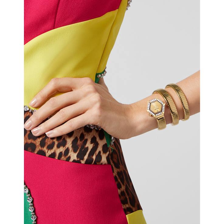 $nake Hexagon Yellow Dial Yellow Stainless Steel Crystal Watch