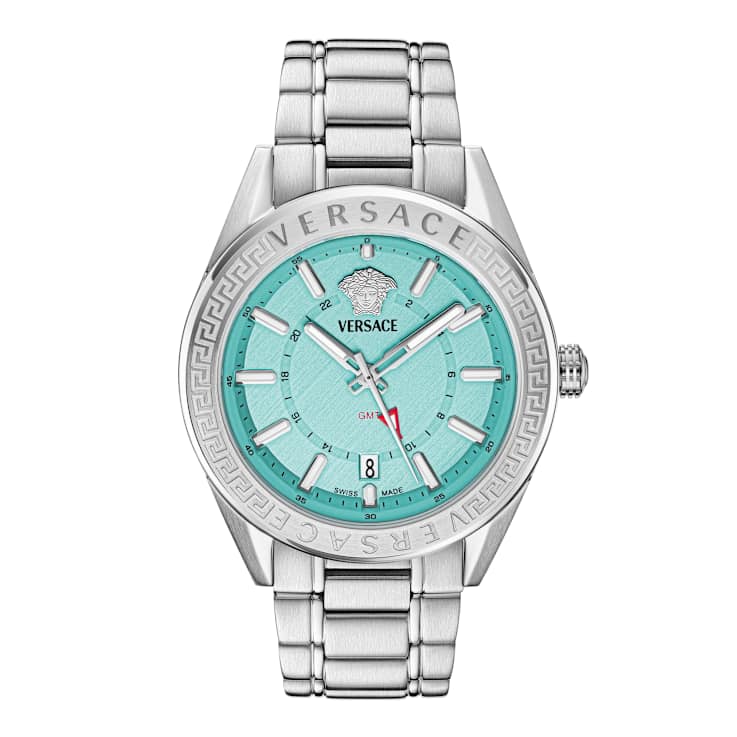 V-Code GMT Blue Sunray Dial Stainless Steel Bracelet Watch