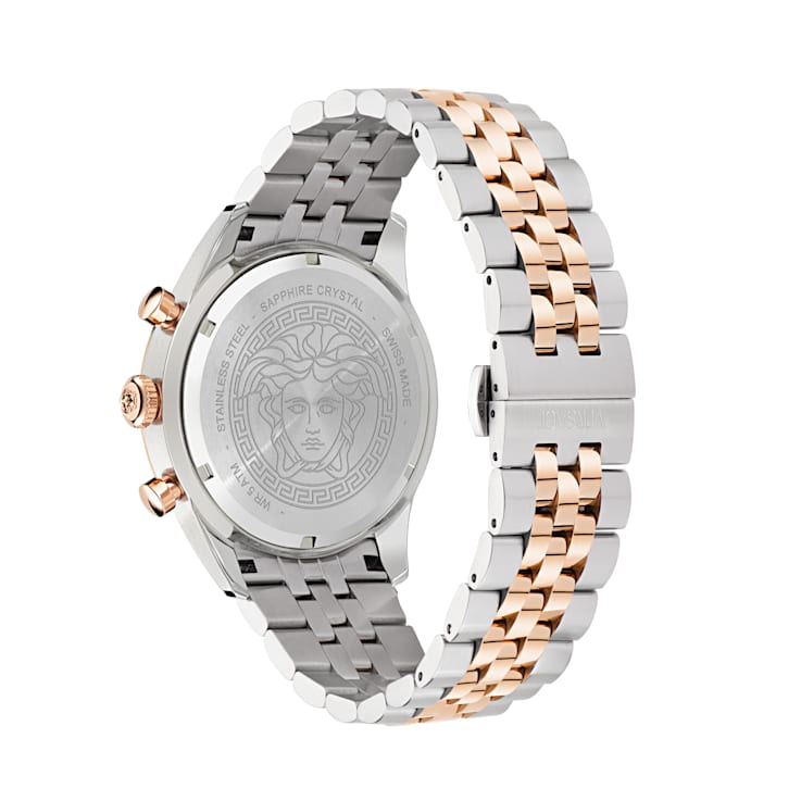 腕時計その他 Versace Two-Tone Bracelet Watch With Silver Guilloche Dial V-Code Womens Watch Two Tone Case Silver Guilloché Dial Two