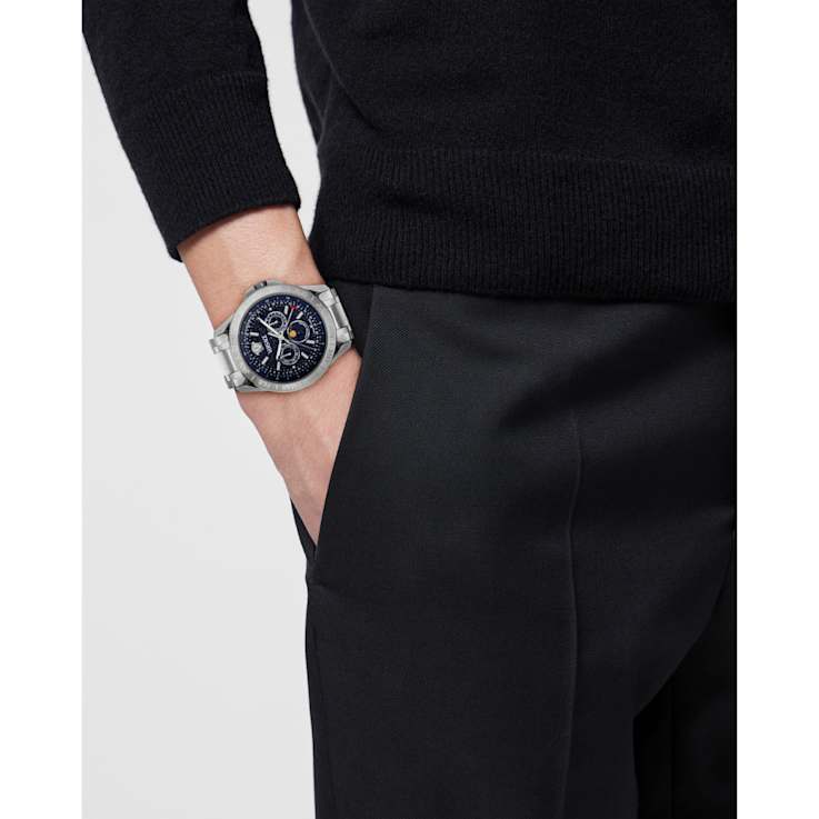 V-Galaxy Moonphase Blue Dial Stainless Steel Bracelet Watch