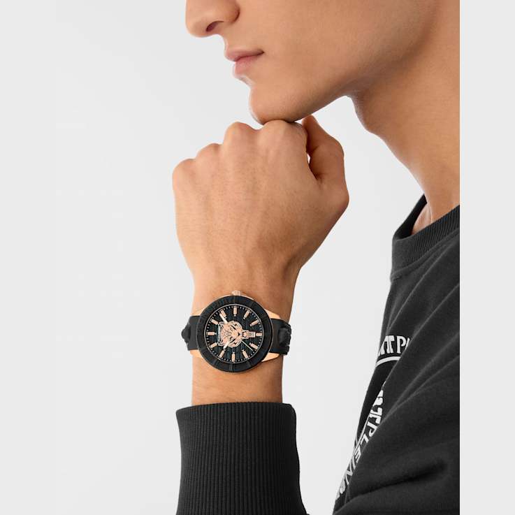City Rush IP Rose Case Silicone Strap Watch
