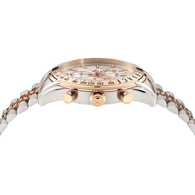 腕時計その他 Versace Two-Tone Bracelet Watch With Silver Guilloche Dial Versace Chrono Master Mens Watch Two Tone Case Silver