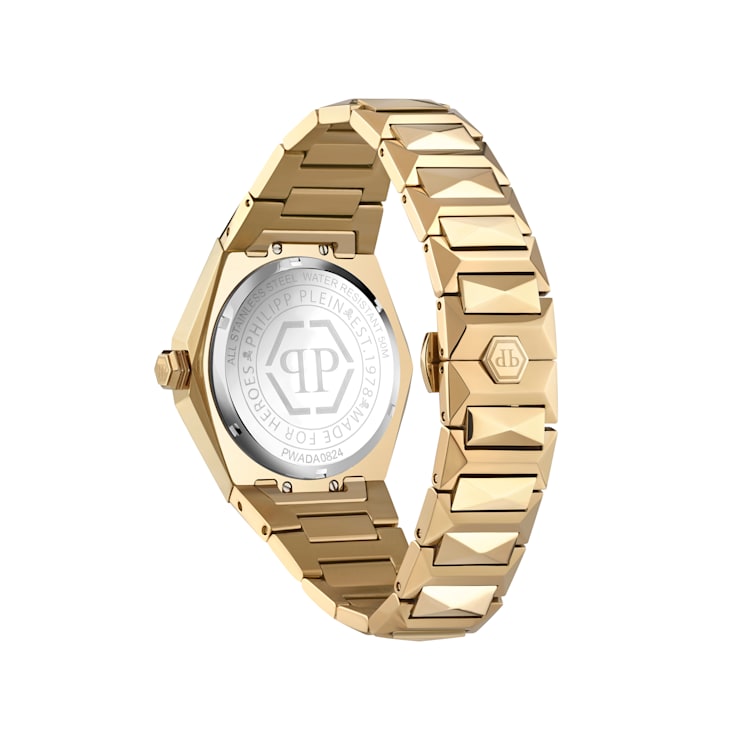 The $kull Spikes IP Yellow Bracelet Watch
