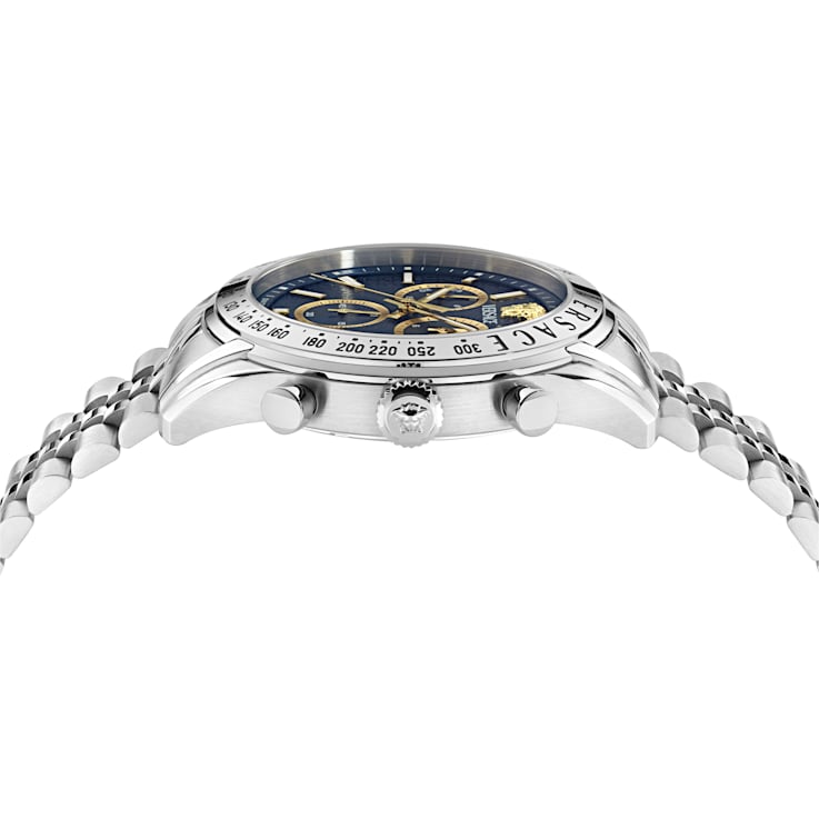 Versace Chrono Master Mens Watch Stainless Steel Case and Bracelet Blue
Guilloché Dial
