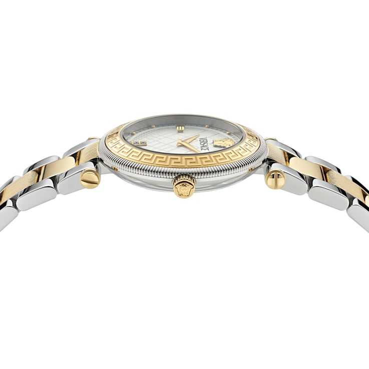 腕時計その他 Versace Two-Tone Bracelet Watch With Silver Guilloche Dial Versace Chrono Master Mens Watch Two Tone Case Green