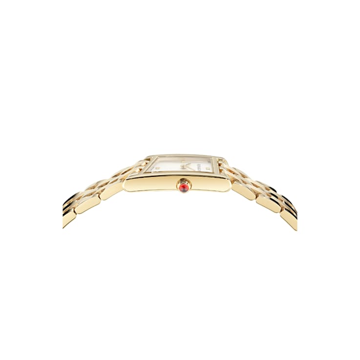 Ferragamo Asymetrique Silver Tone Yellow Stainless Steel Bracelet Watch