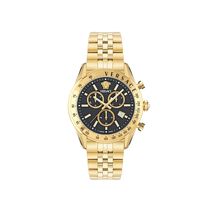 Versace Chrono Master Mens Watch IP Yellow Gold Case and