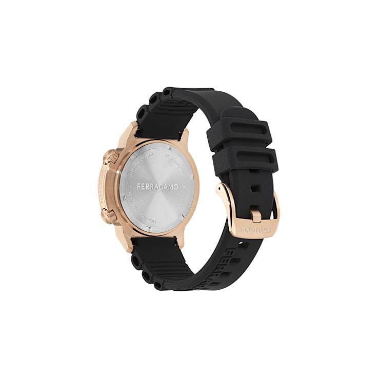 Ferragamo Sport Rose Bezel Black Polyurethane Strap Watch