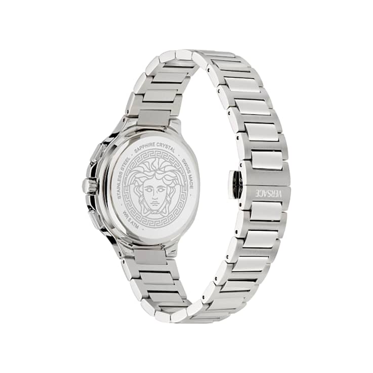 V-Chrono Square Silver Tone Dial Stainless Steel Bracelet Watch
