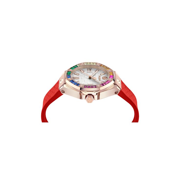 Plein Lady Royal Crystal Silver Dial Silicone Strap Watch