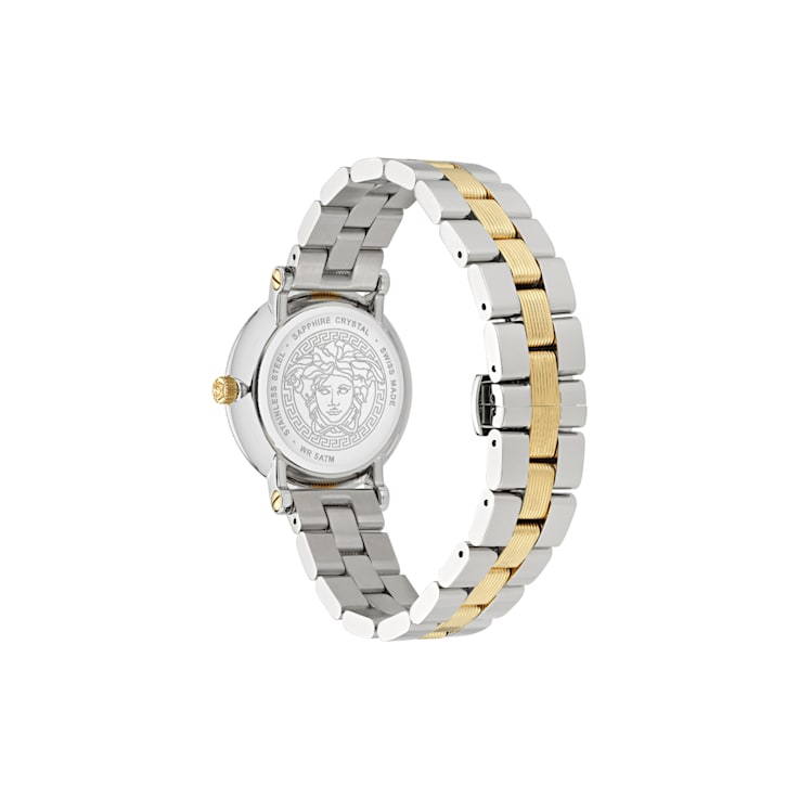 Versace Greca Flourish White Dial Two-tone Bracelet Watch