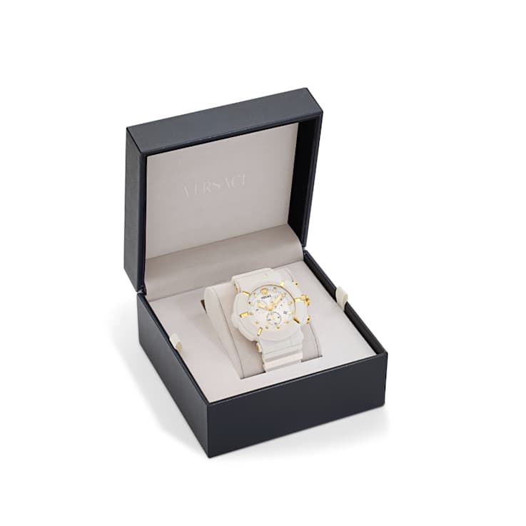 Versace Real Active Chrono White Dial Silicone Strap Watch