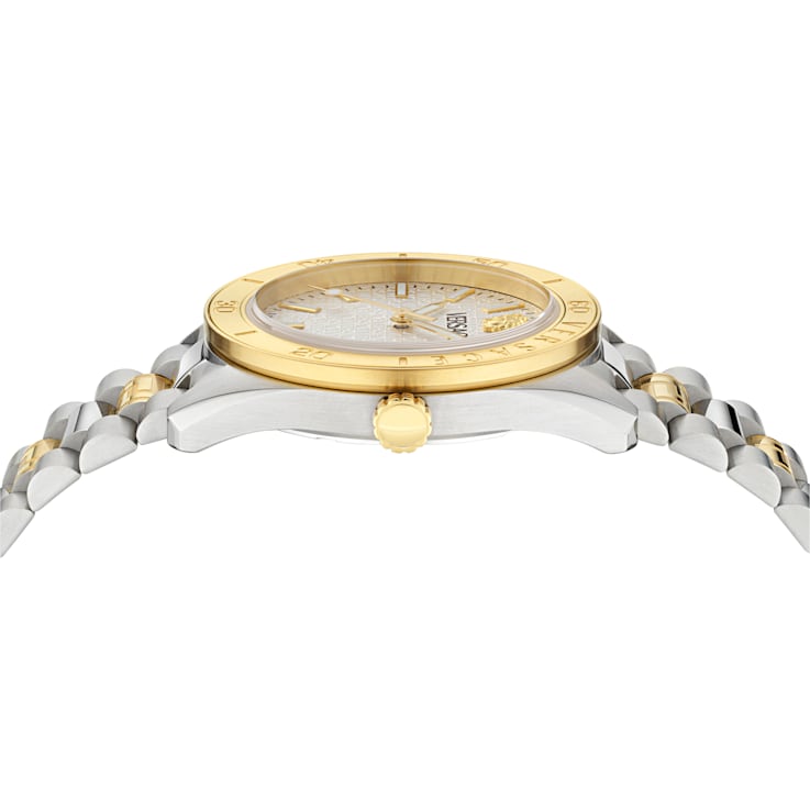 V-Dome Mens Watch Two Tone Case Silver Guilloché Dial Two Tone Bracelet -  14VX2A