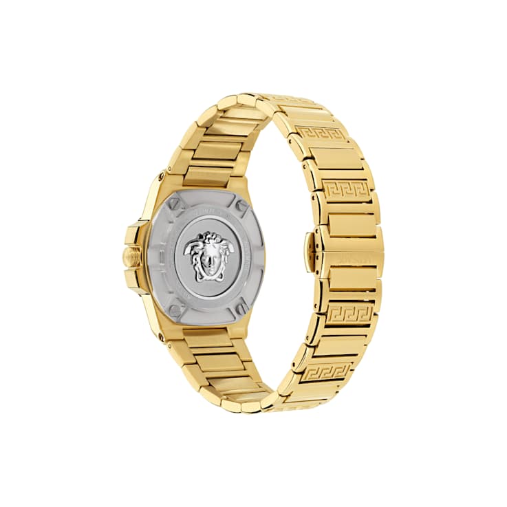 Greca Reaction Black Dial Yellow Stainless Steel Bracelet Watch