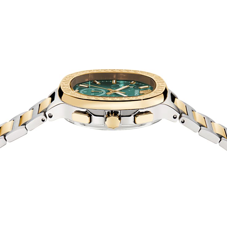 V-Chrono Square Green Dial Two-tone Stainless Steel Bracelet Watch